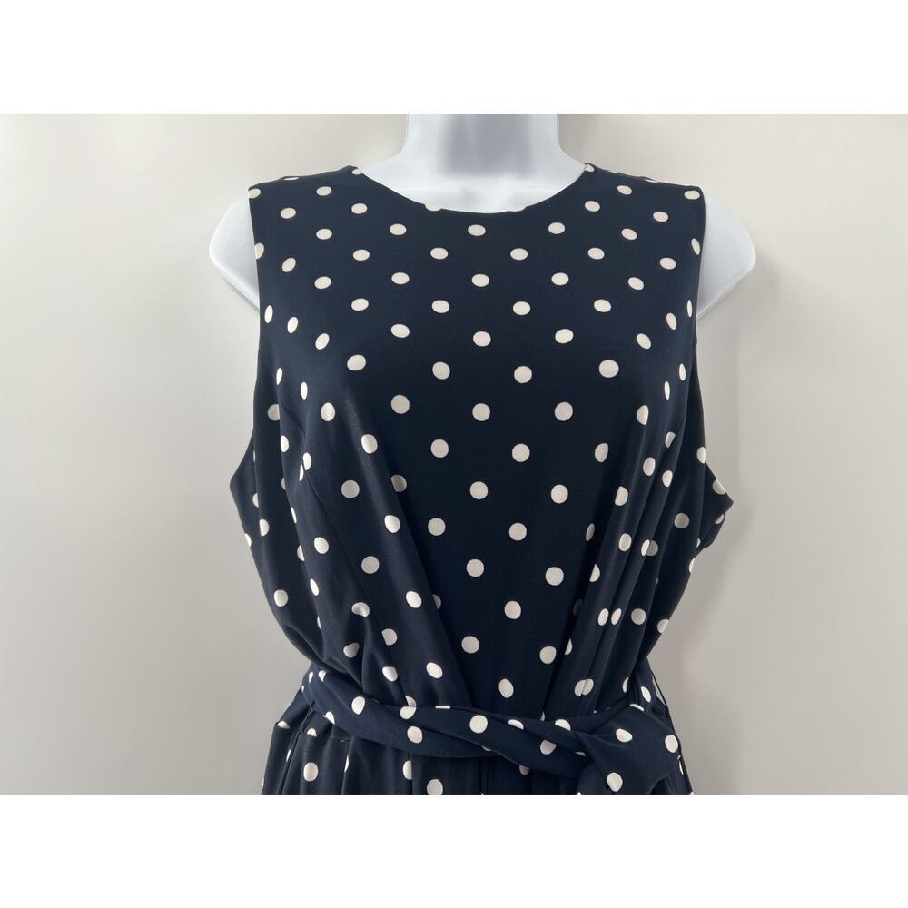 Lauren by Ralph Lauren Women's Blue & White Polkadot Fit & Flare Dress Size 14 - Picture 2 of 8